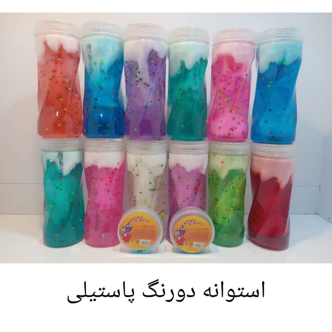 اسلایم استوانه دو رنگ پاستیلی