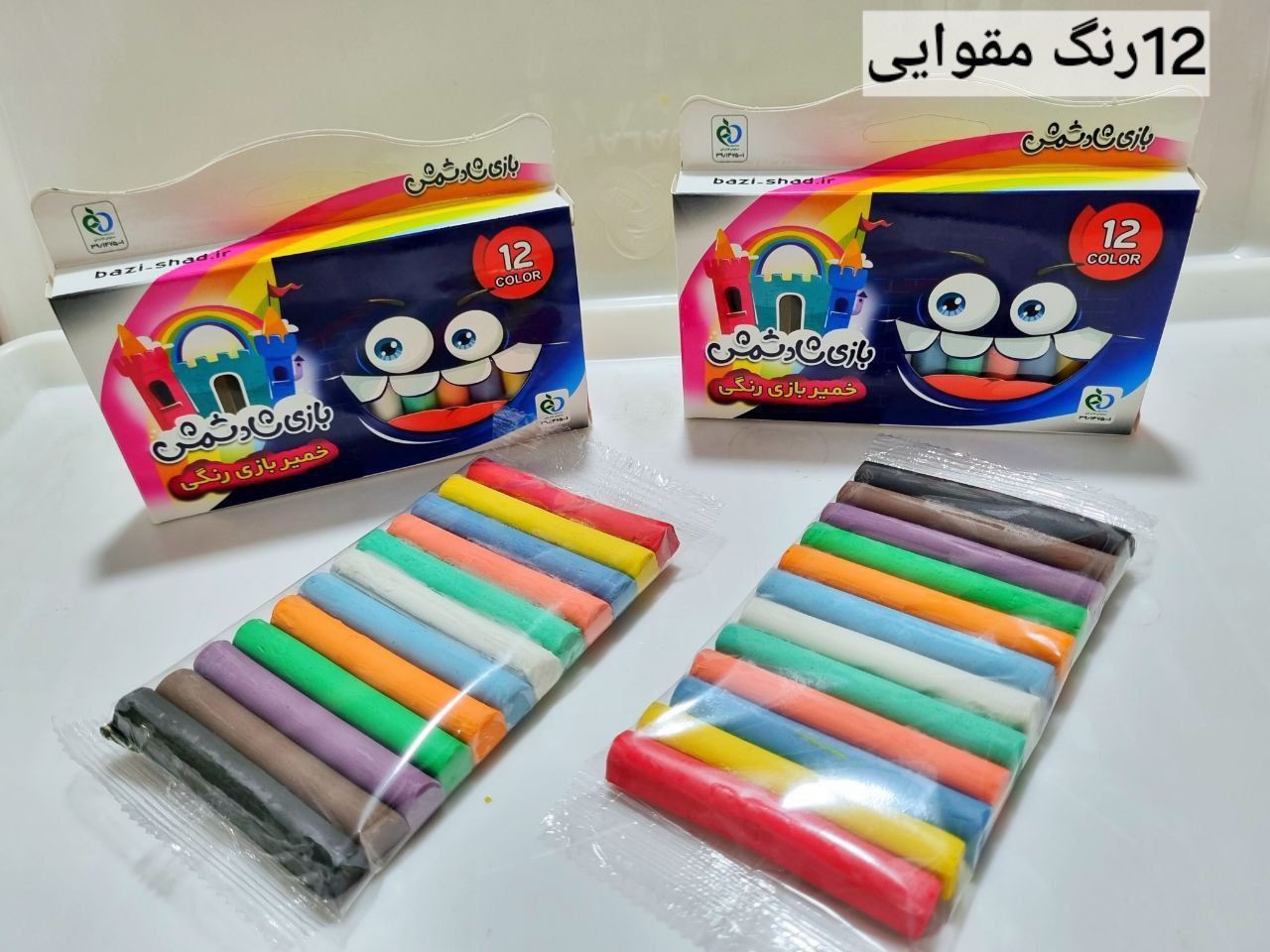🔶 خمیر بازی 12 رنگ مقوایی ✅ برند بازی شاد
