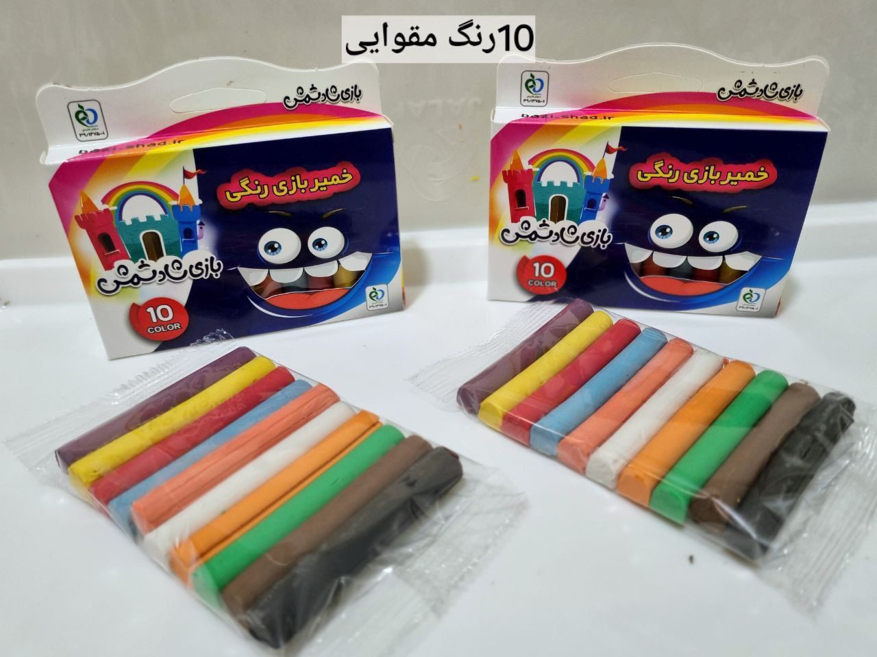 🔶 خمیر بازی 10 رنگ مقوایی ✅ برند بازی شاد