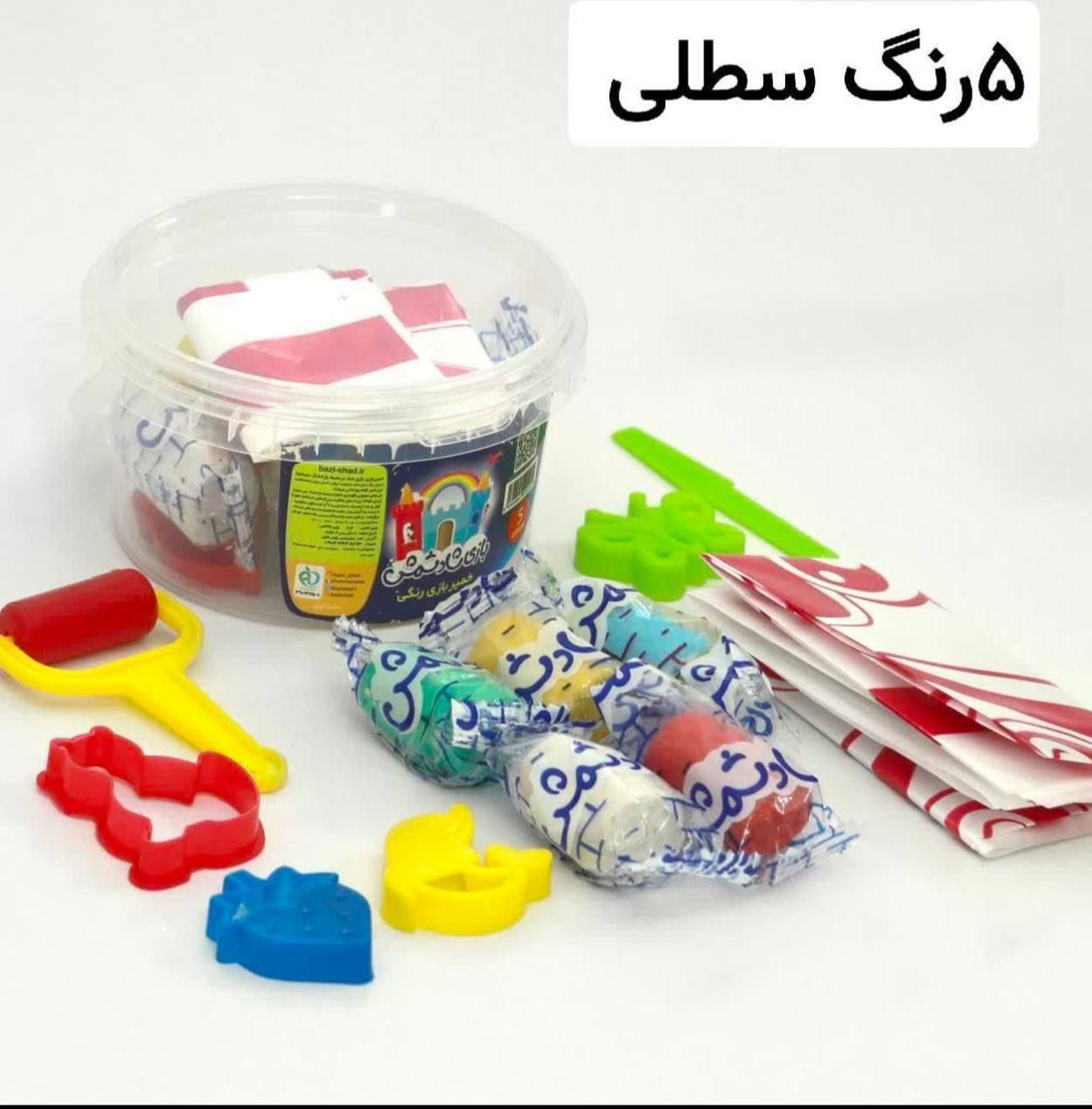 🔶 خمیر بازی 5 رنگ سطلی ✅ برند بازی شاد