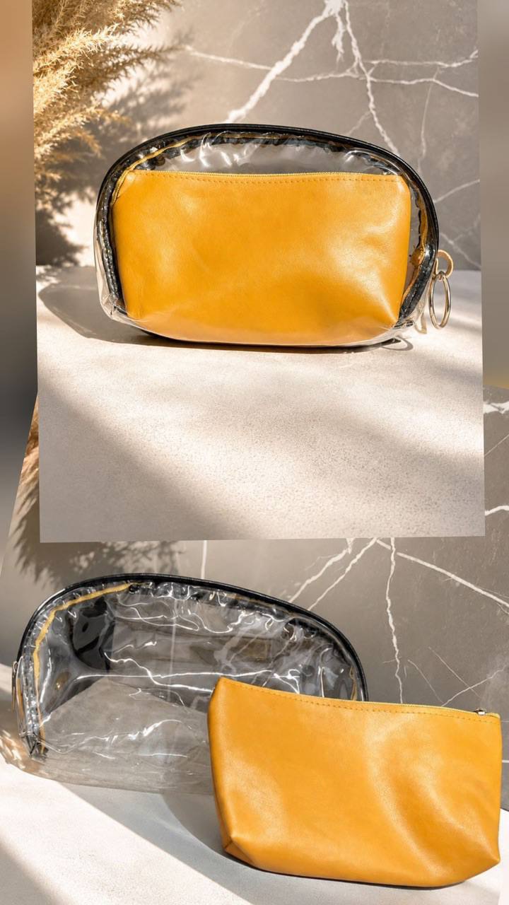 🔶 کیف آرایشی طلقی اسپرت ( 2 تیکه ) کیف داخلی 12×21 cm