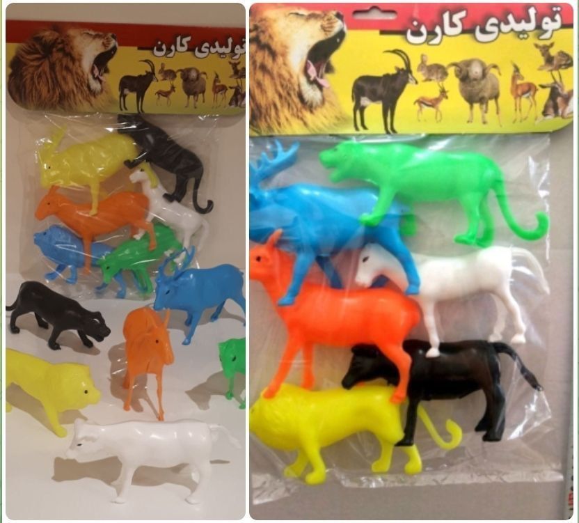 باغ وحش بزرگ کارن اهلی و وحشی - مواد نو ابعاد بسته  ۲۵× ۳۸ سانت هر بسته    ۹۷۰/۰۰۰  ﷼ کارتن  ۷۲   بستهپورشه رنگی کارن بطول حدود ۱۹ سانت مواد نو رنگ بندی  جور هر  عدد  ۷۱۰/۰۰۰  ﷼ کارتن  ۸۰  عدد
