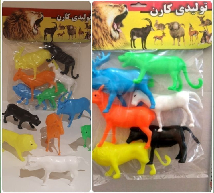 باغ وحش بزرگ کارن اهلی و وحشی - مواد نو ابعاد بسته ۲۵× ۳۸ سانت هر بسته ۹۷۰/۰۰۰ ﷼ کارتن ۷۲ بستهپورشه رنگی کارن بطول حدود ۱۹ سانت مواد نو رنگ بندی جور هر عدد ۷۱۰/۰۰۰ ﷼ کارتن ۸۰ عدد
